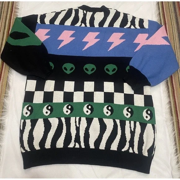 Dressed In Lala Colorful Graphic Women's Sweater - Picture 3 of 8